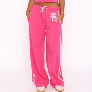 White Fox Boutique All Star Season Track Pants 32” Pink Size XL NWT